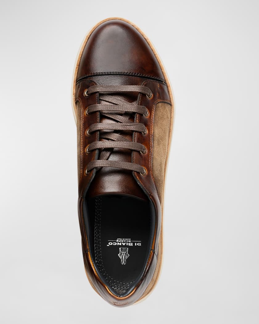 di Bianco Suede-Leather Low Sneakers | Neiman