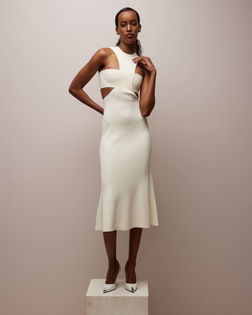 Trumpet hem midi dress hotsell