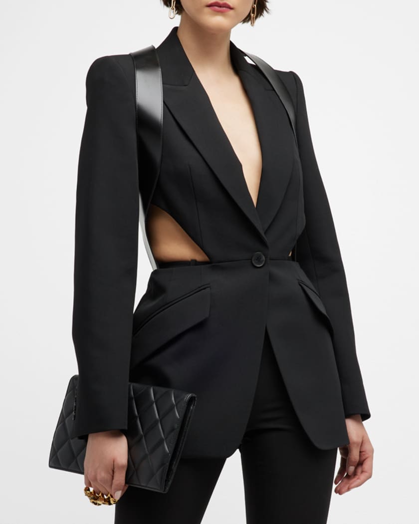 Alexander McQueen Cutout Jacket with Leather Harness | Marcus