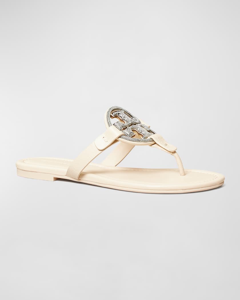 Tory Burch Miller Pave Medallion Thong Sandals | Neiman Marcus