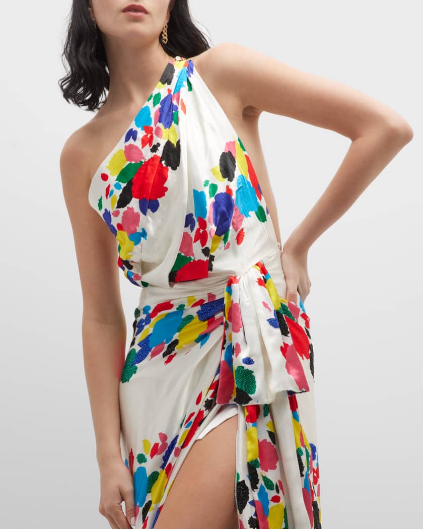 Zara floral clearance one shoulder dress