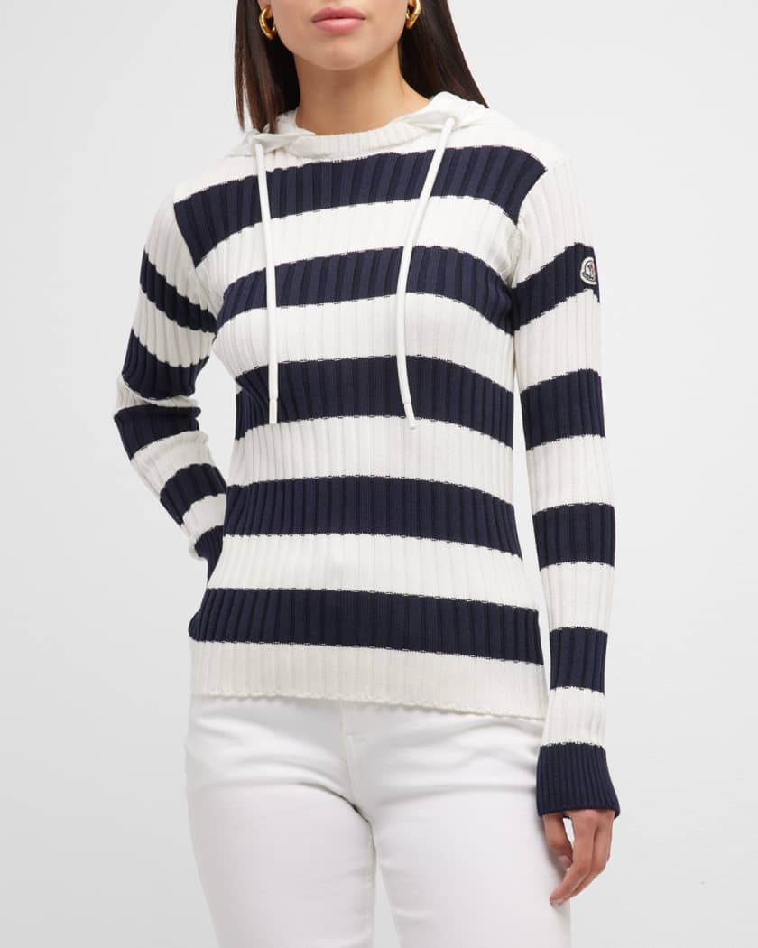 Striped Knit Hoodie Sweater
