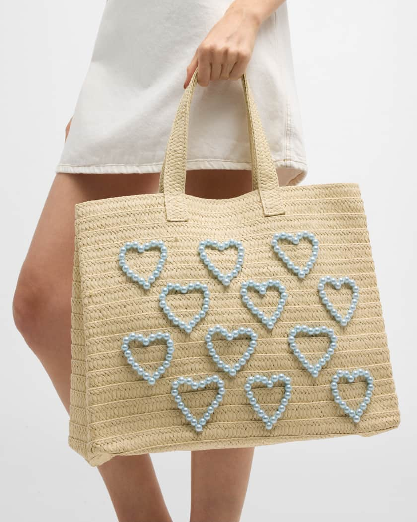 Heart Shaped Straw Bag