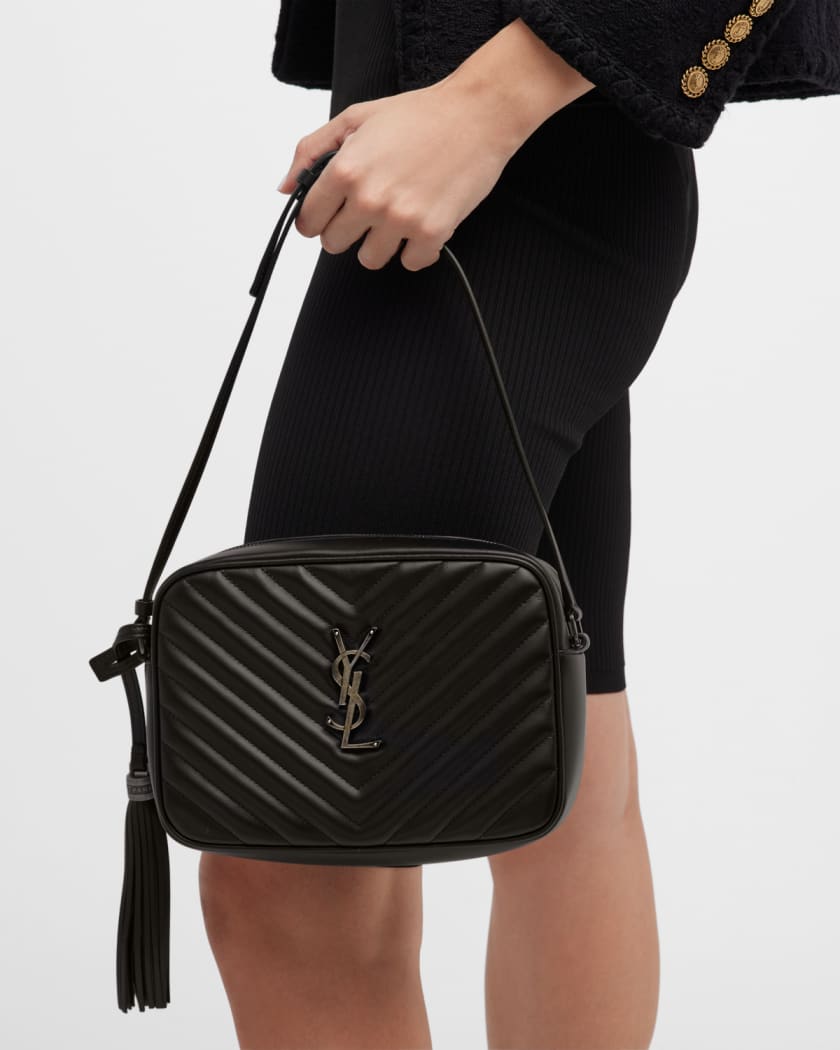 Lou Camera Leather Crossbody Bag in Black - Saint Laurent