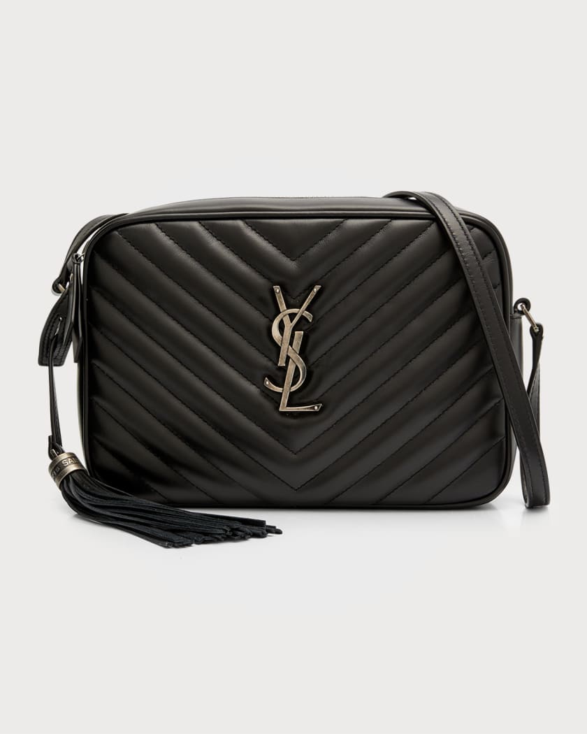 Lou Camera Leather Crossbody Bag in Black - Saint Laurent