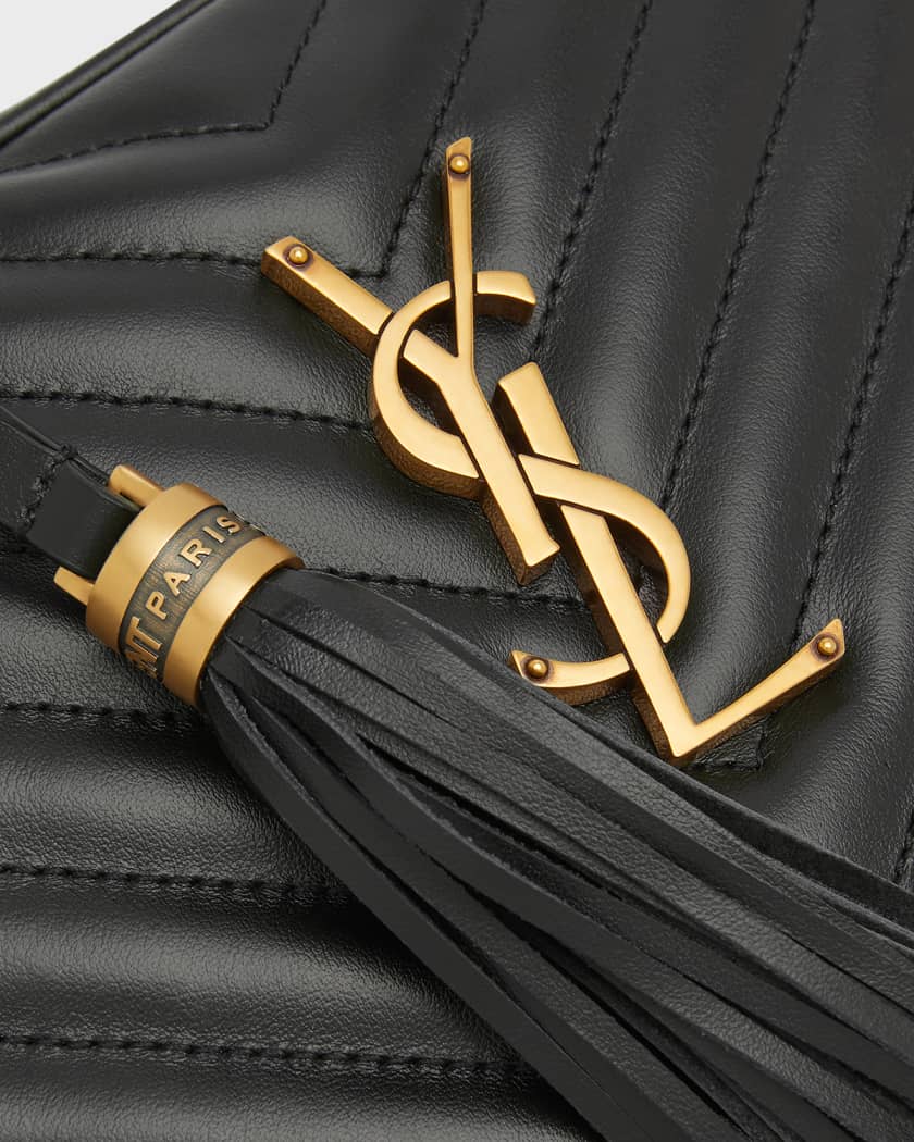 Lou Medium YSL Camera Bag with Pocket and Tassel in Quilted Leather