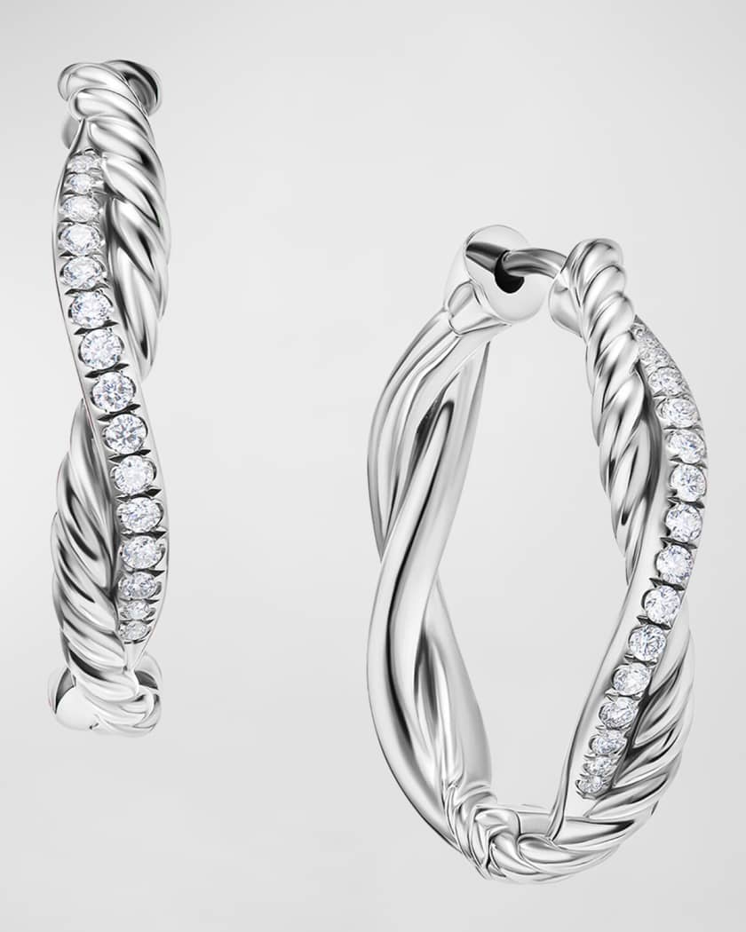 David Yurman Cable Edge Huggie Hoop Earrings in Recycled Sterling Silver