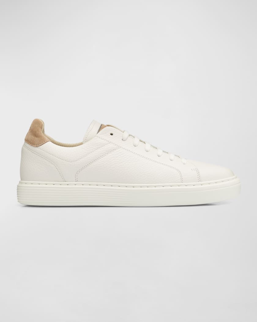 Brunello Cucinelli 'Grained Leather' Gum Sole Sneakers White 45 Mens