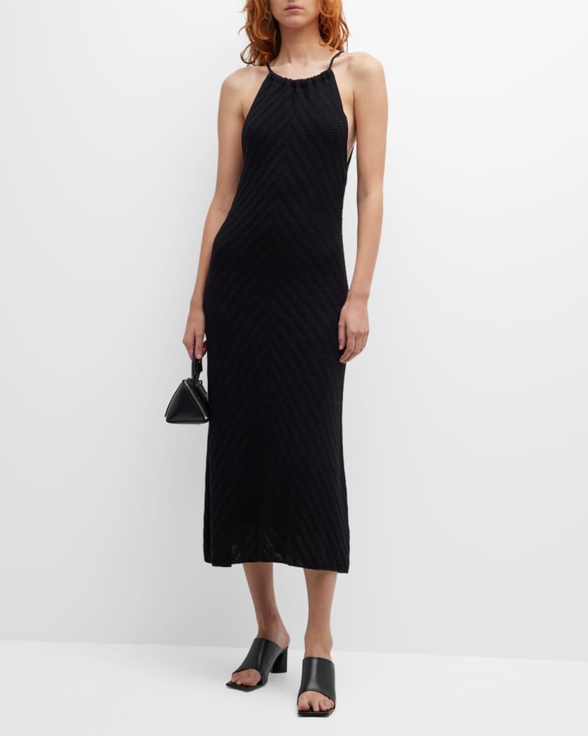 Emporio Armani Crochet Halter Midi Dress | Neiman Marcus