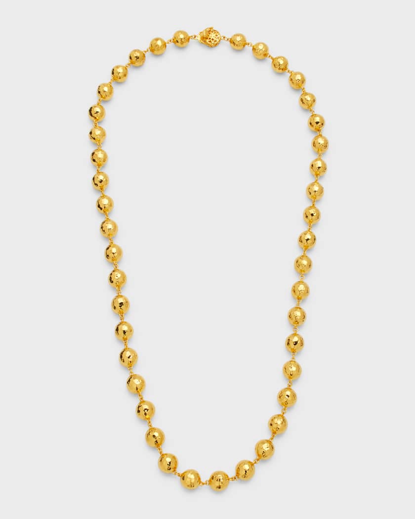 Buddha Mama 20K Yellow Gold Hammered Disco Ball Chain Necklace