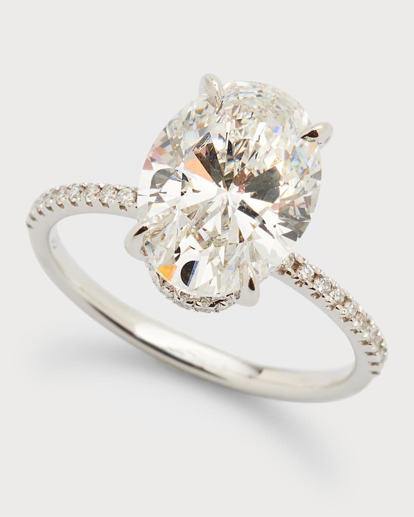 Lab Grown Diamond 18K White Gold Oval and Pave Ring