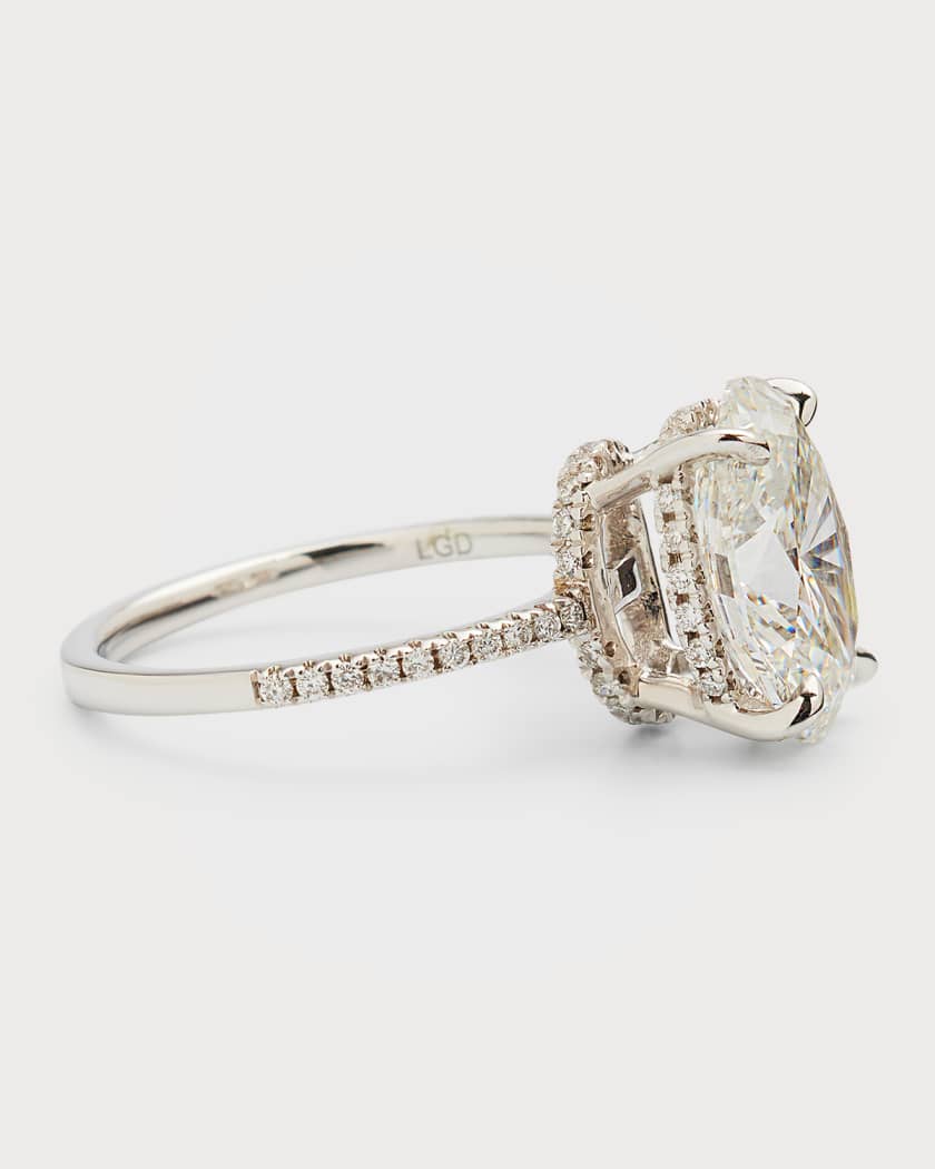 Lab Grown Diamond 18K White Gold Oval and Pave Ring