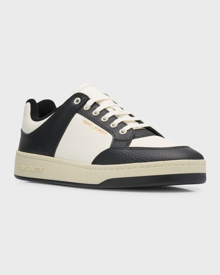 YSL Saint Laurent SL/06 Mid Top Sneakers White Leather Stars Patch