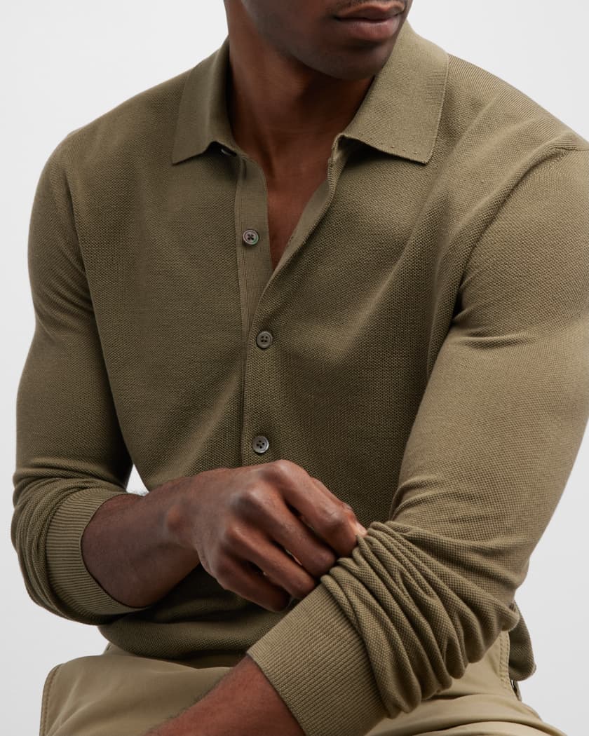 TOM FORD Men's Silk-Cotton Polo Shirt | Neiman Marcus