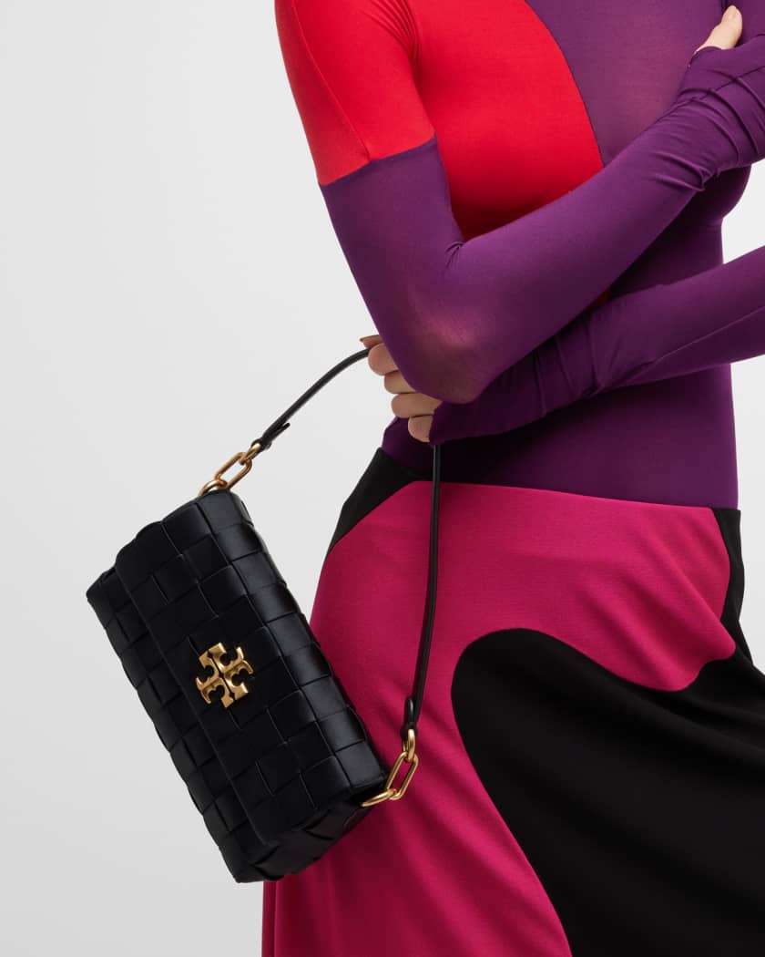 Tory Burch Kira Small Woven Satin Shoulder Bag | Neiman Marcus
