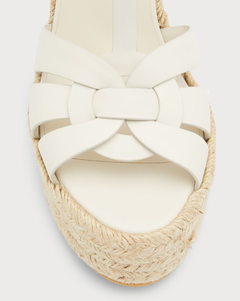 Saint Laurent Tribute Leather Espadrille Wedge Sandals