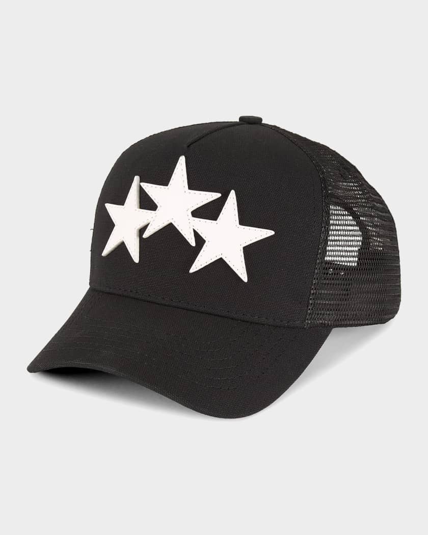 頂点 AMIRI 3 Star Trucker Hat Amiri 3 Star Leather Patch Trucker Hat Blue White | eBay