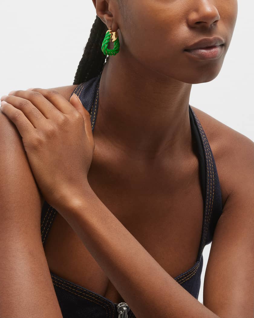 Bottega Veneta Silver Twist Hoop Earrings