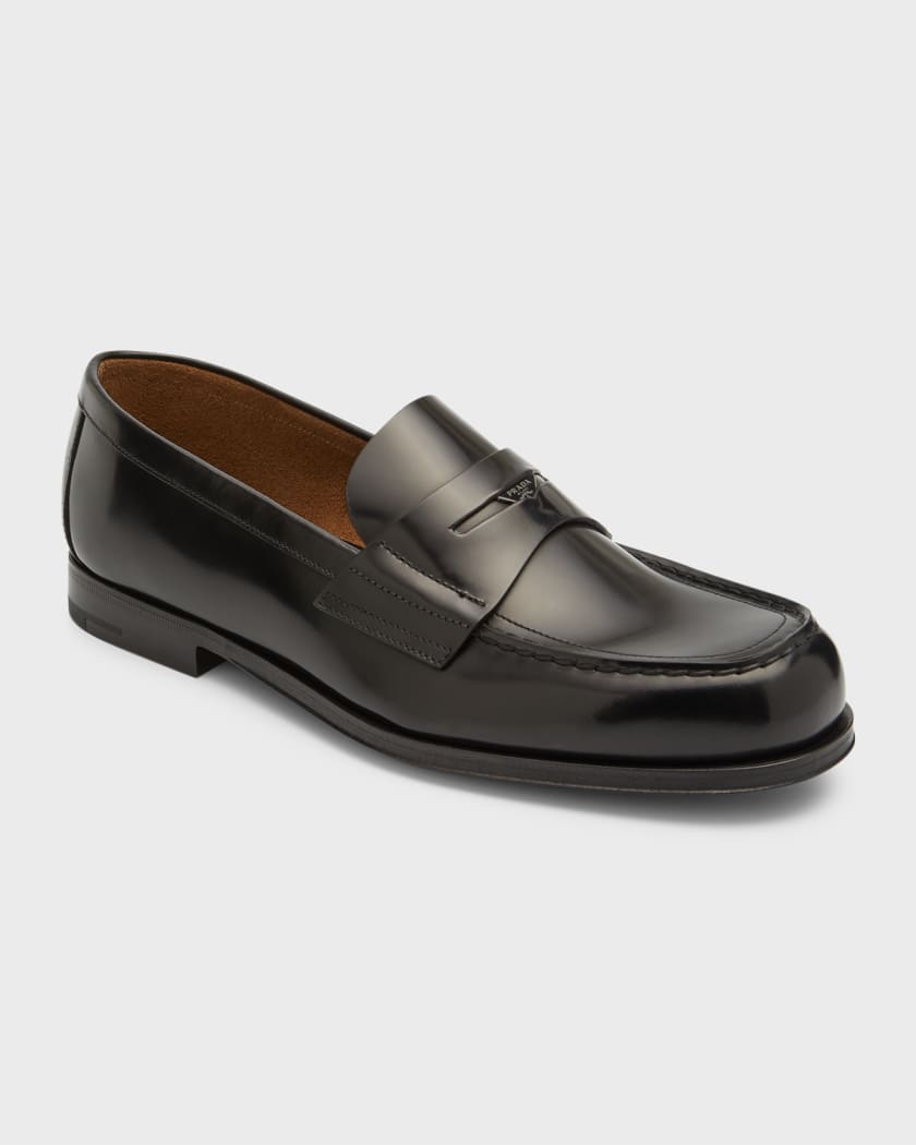 Prada triangle logo loafers - Black