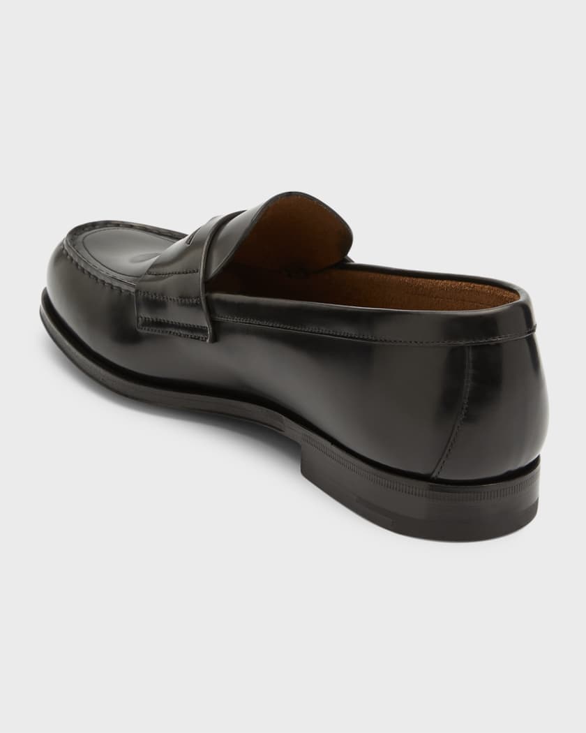 Prada Men's Spazzolato Triangle Logo Penny Loafers | Neiman Marcus