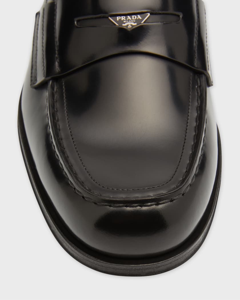 Prada Men's Spazzolato Saffiano Leather Derby Loafers