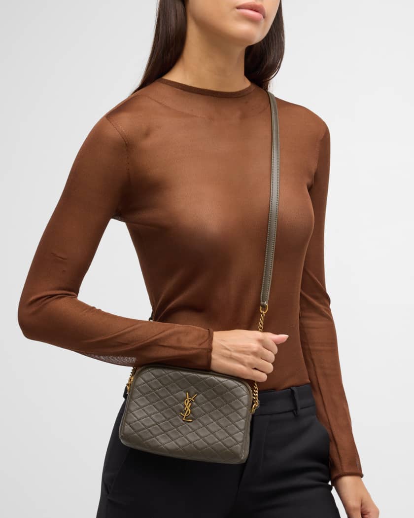 Saint Laurent Gaby Mini Lambskin Crossbody Bag in Natural