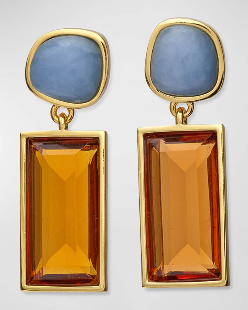Lizzie Fortunato Crystal Column Earrings in Island
