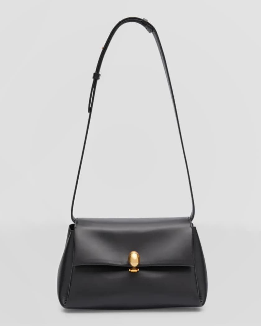 Jil Sander Almond Medium Leather Shoulder Bag | Neiman Marcus