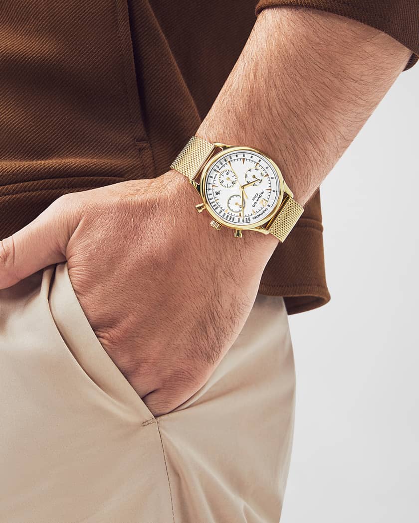Gold mesh strap watch mens top