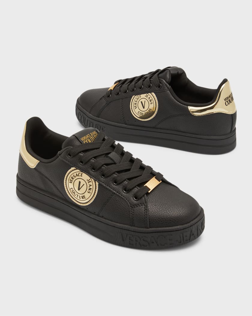 Men Gold Leather Sneaker Shoes