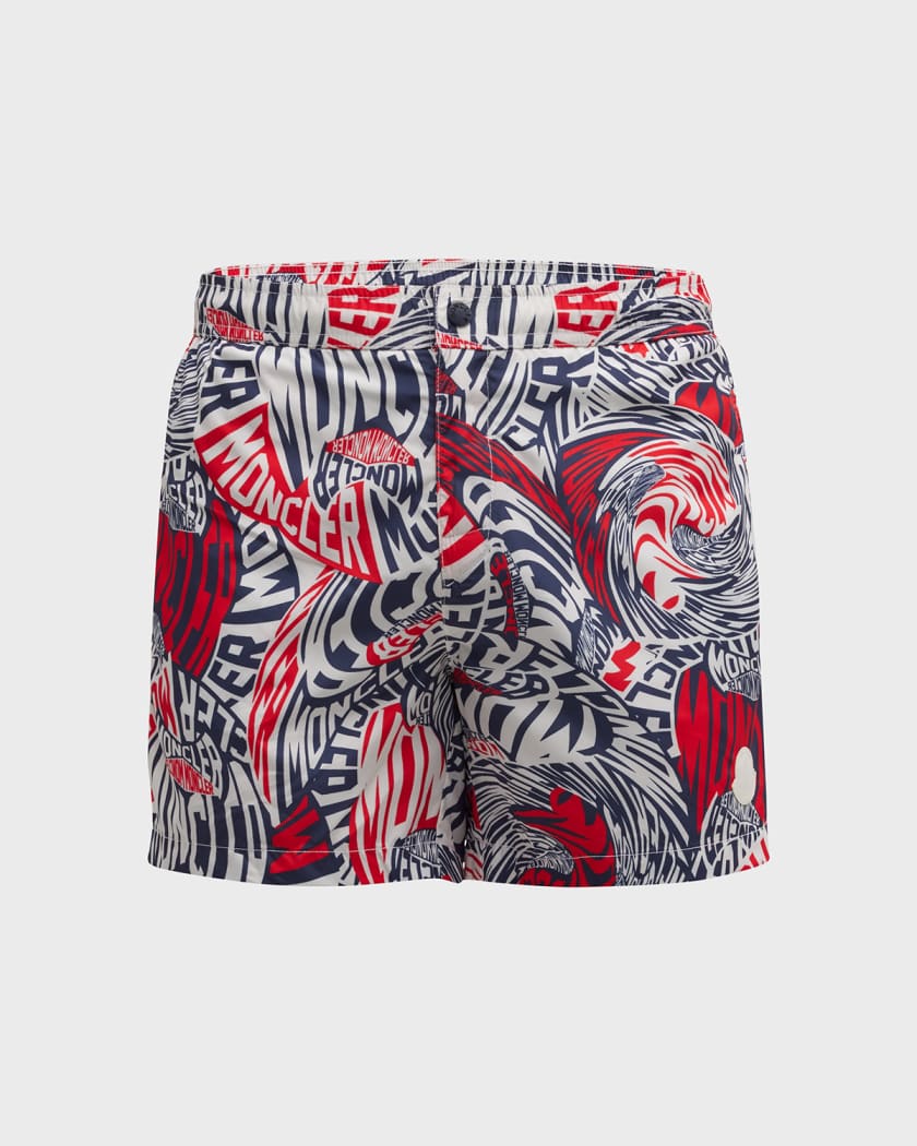 Moncler Monogram-Print Swim Shorts