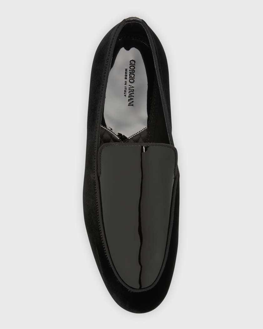 Giorgio Armani Velvet Loafers with Embroidered Logo