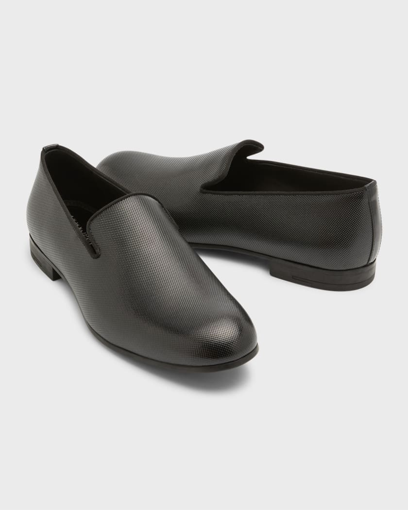 Giorgio Armani whipstitch-detail leather loafers - Blue