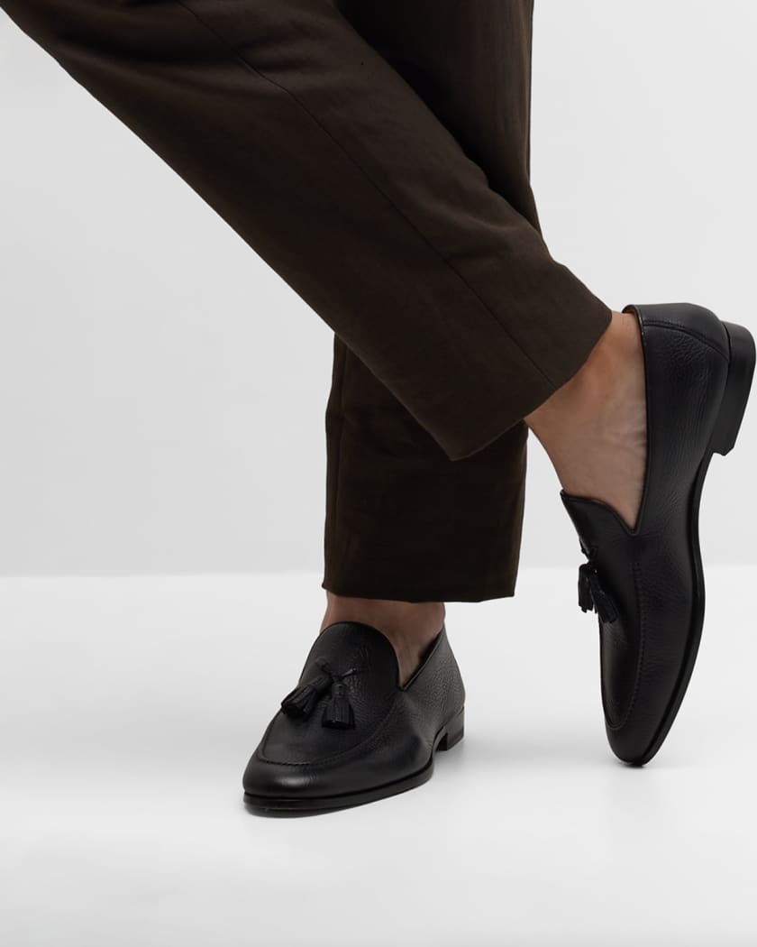 Magnanni Men's Patent Leather Tassel Loafers Black