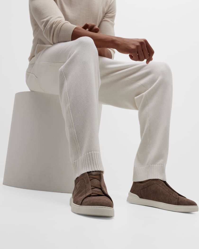 Men s Triple Stitch Canvas Slip On Sneakers