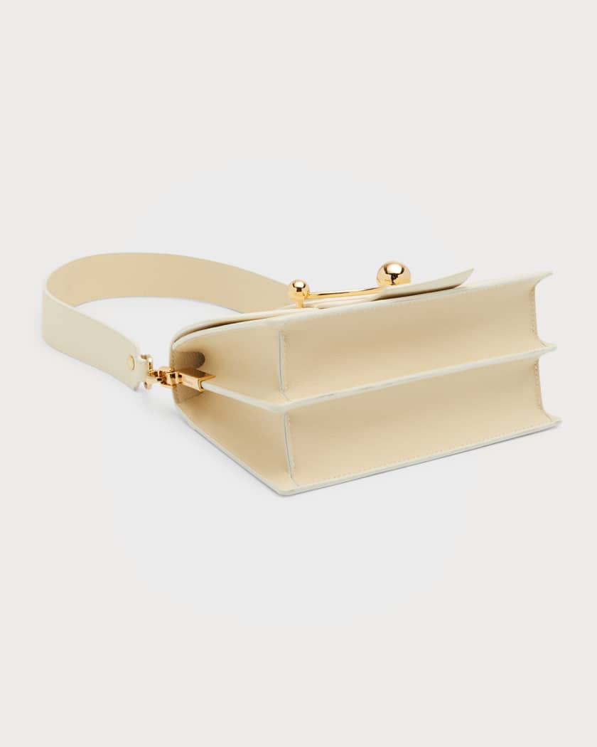 STRATHBERRY: Crescent leather box bag - Cream