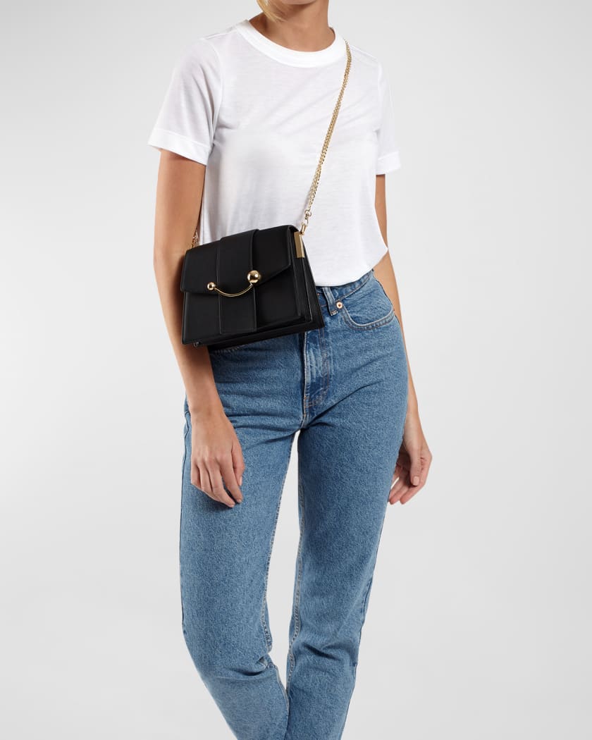 STRATHBERRY Box Crescent Leather Shoulder Bag | Neiman Marcus