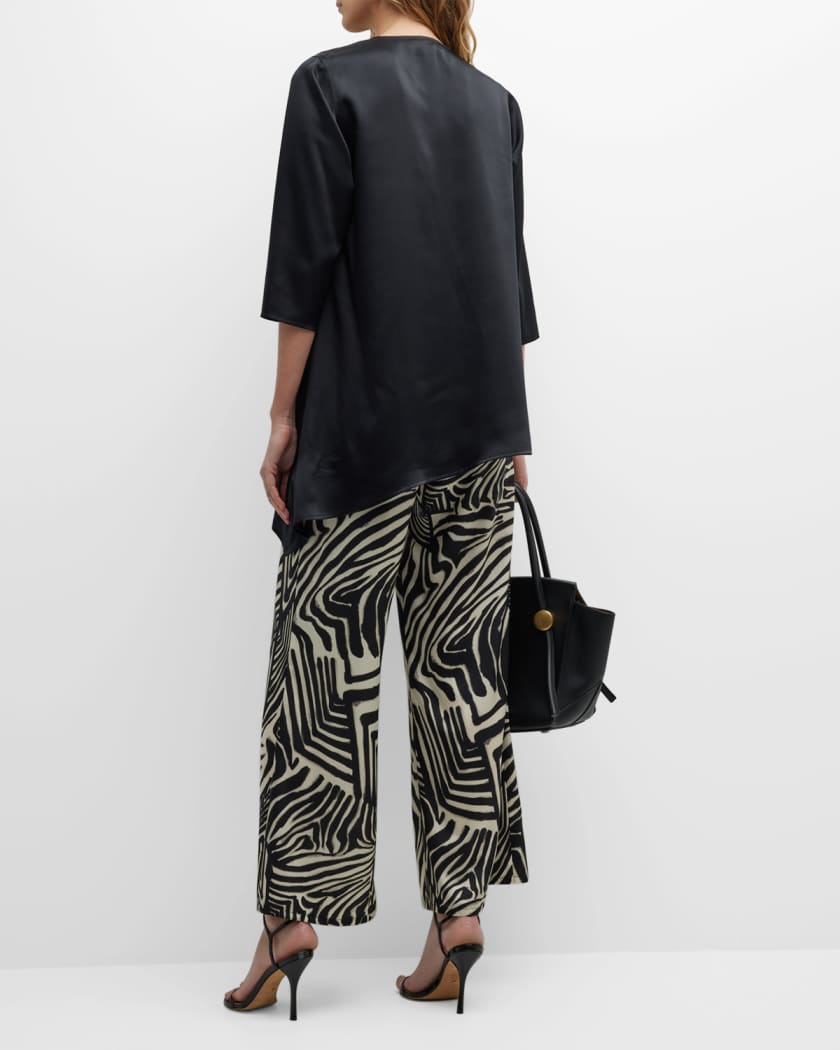 Caroline Rose On Safari Abstract-Print Twill Flare Pants | Neiman