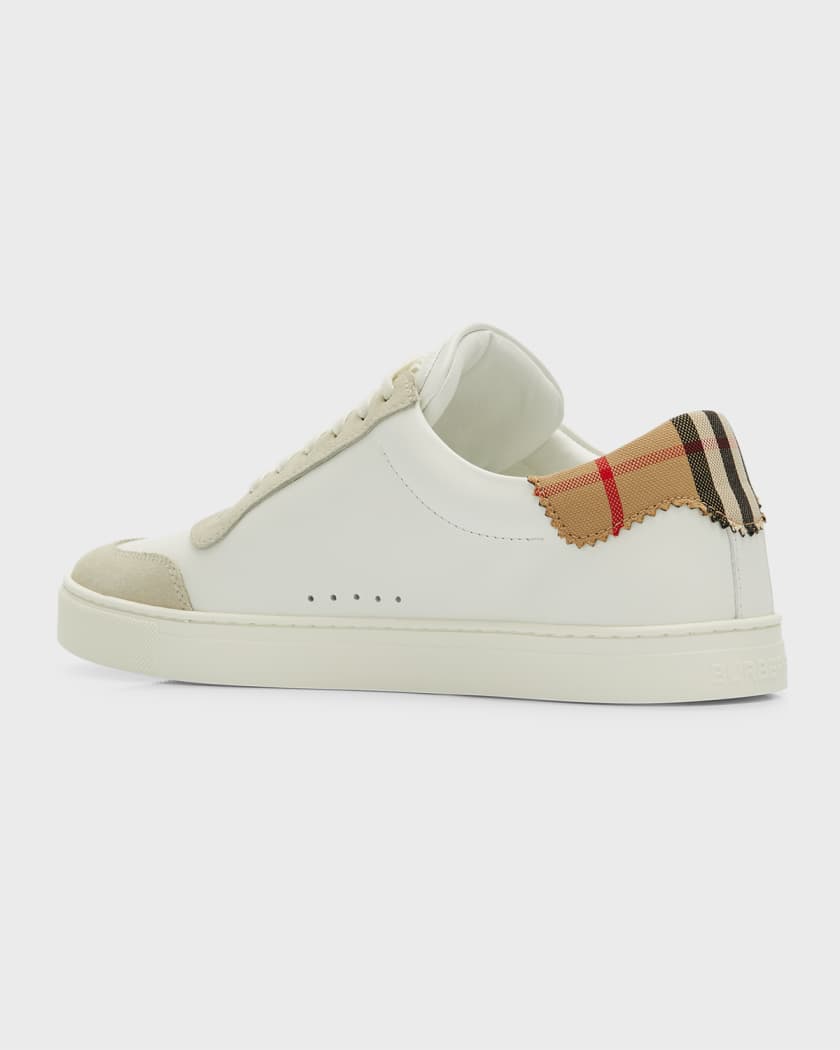 Burberry Men's Check Panel Leather Low-Top Sneakers | Neiman Marcus