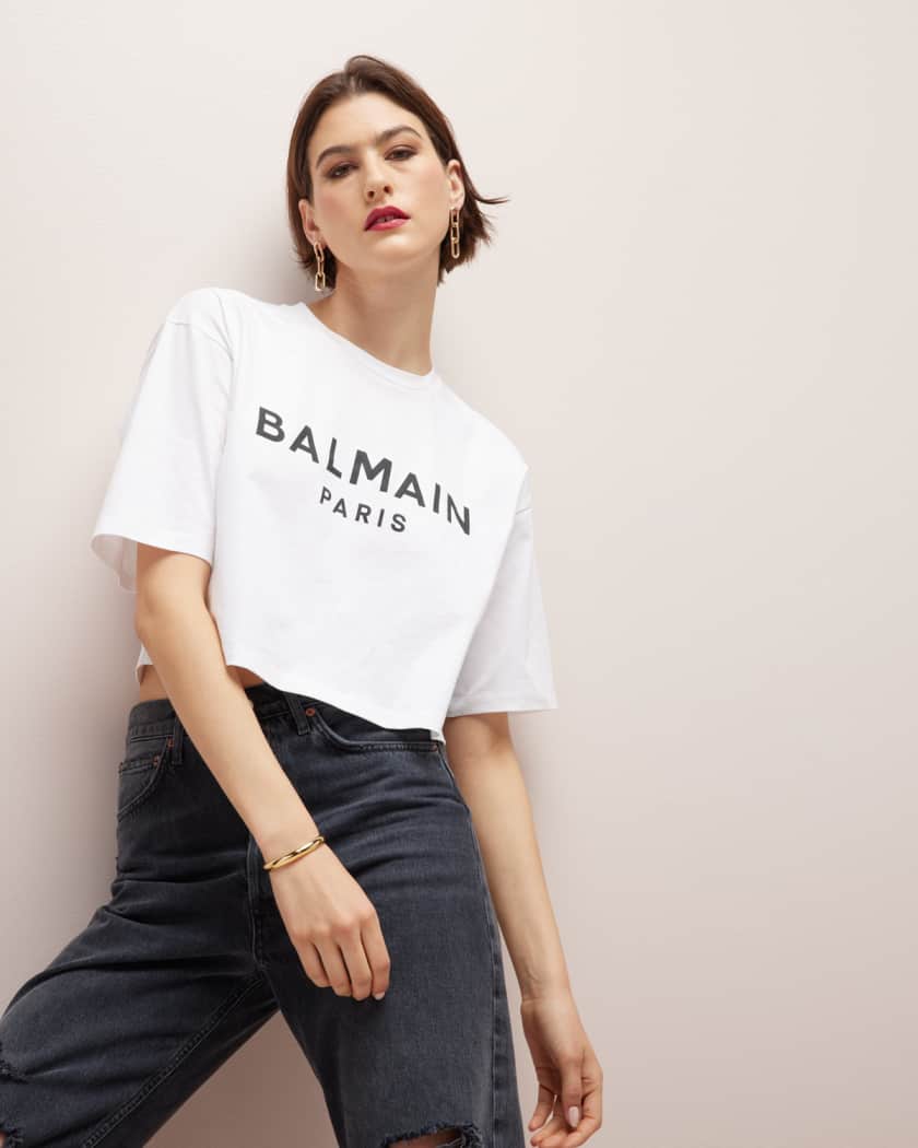 Balmain embroidered-logo knitted top - White