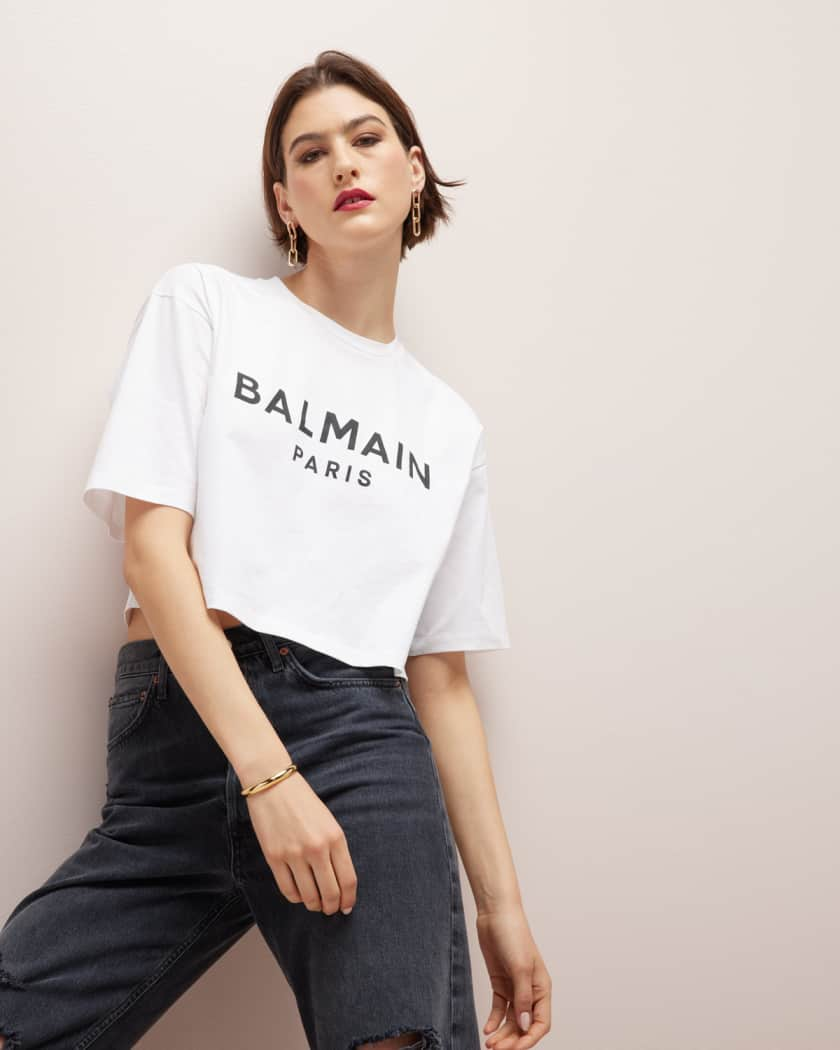 logo-print cropped T-shirt