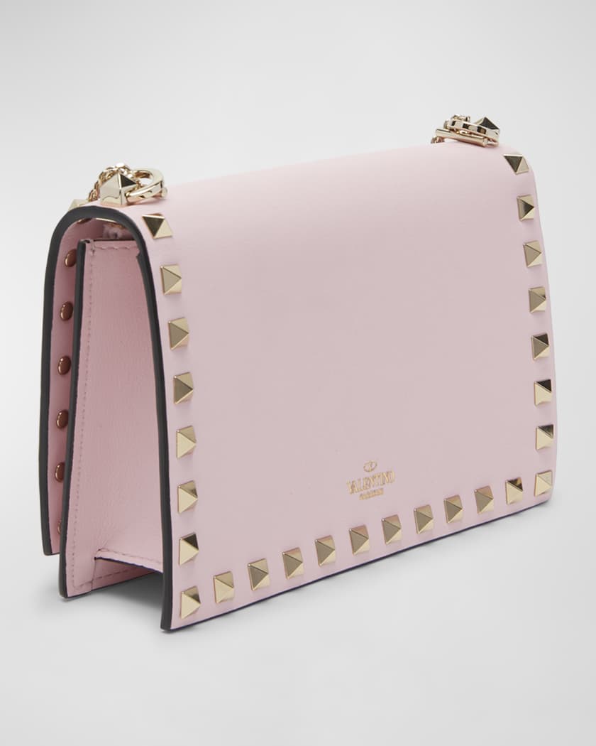 Valentino Garavani Rockstud crossbody Wallet on Chain White Leather Pink