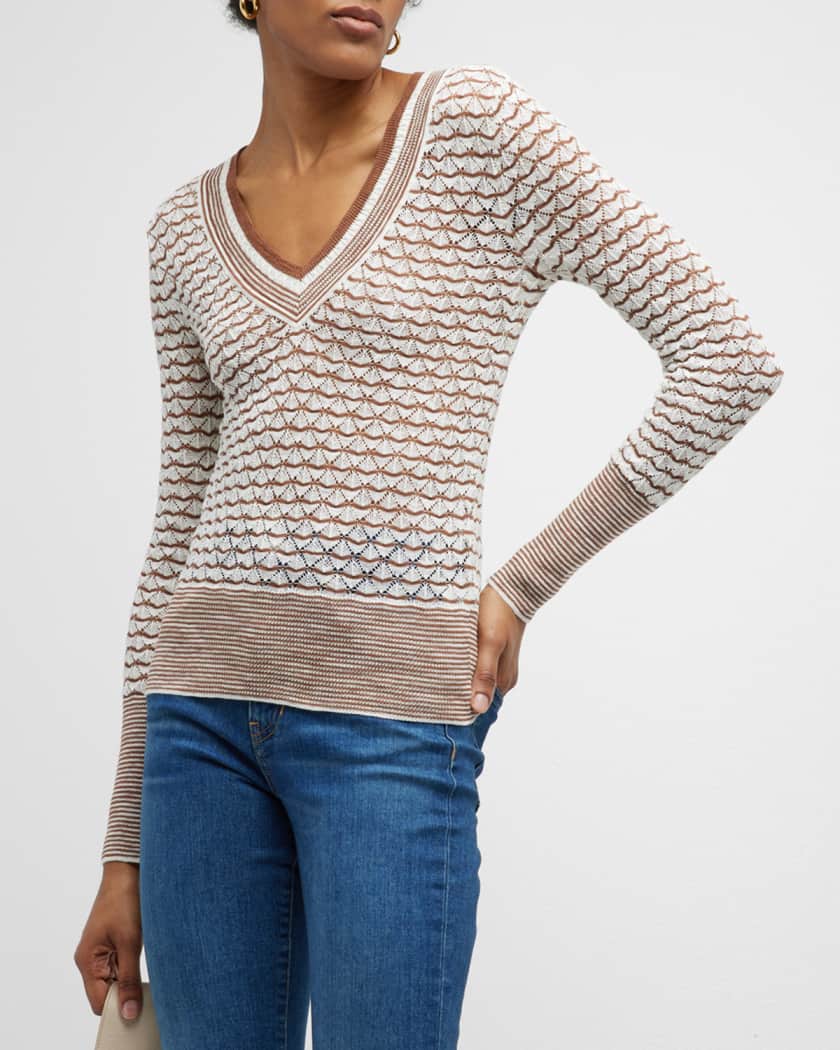 Veronica Beard Zinya V-Neck Sweater | Neiman Marcus