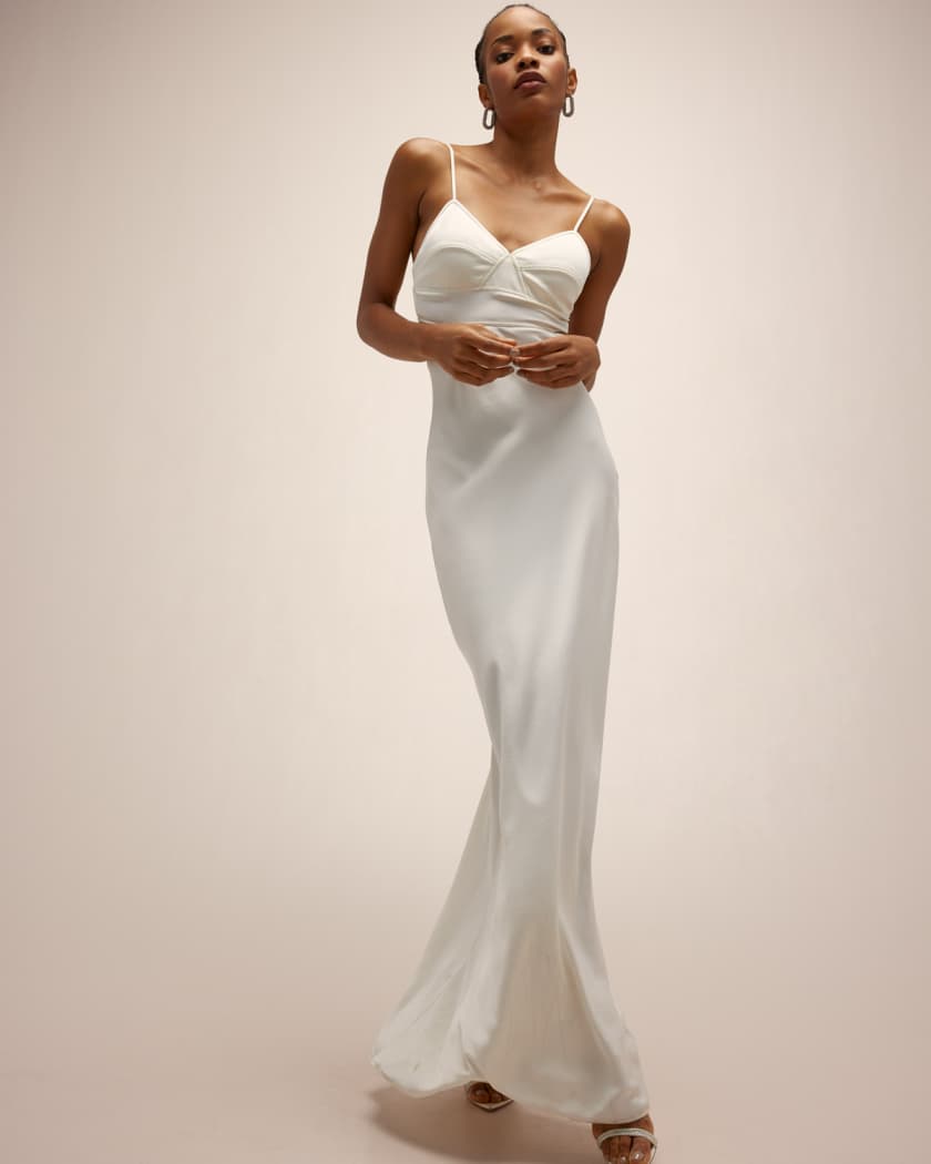 White silk maxi hot sale dress