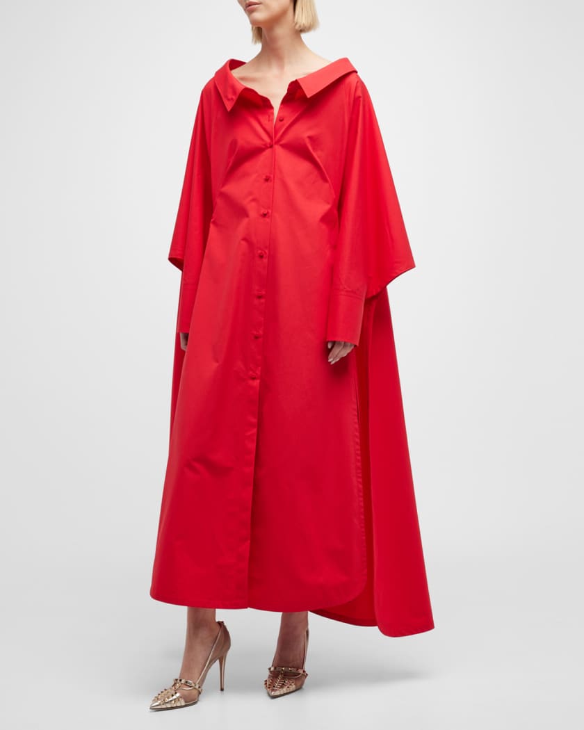 VALENTINO GARAVANI Cape-effect cotton-poplin mini shirt dress