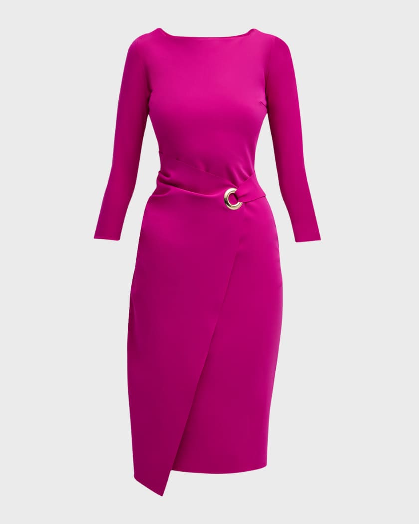 Chiara Boni La Petite Robe Zelie Bateau Neck 3 4 Sleeve Midi Dress