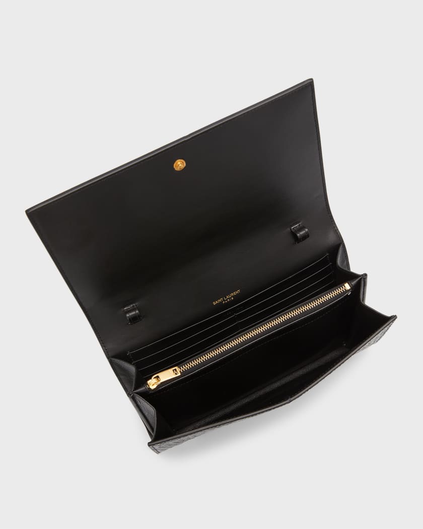 Cassandra YSL Wallet on Chain in Croc Embossed Leather