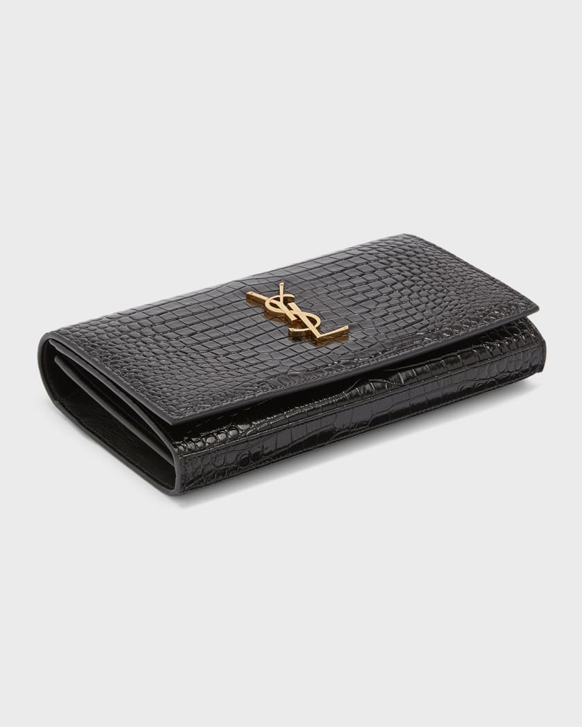 Saint laurent croc wallet hot sale