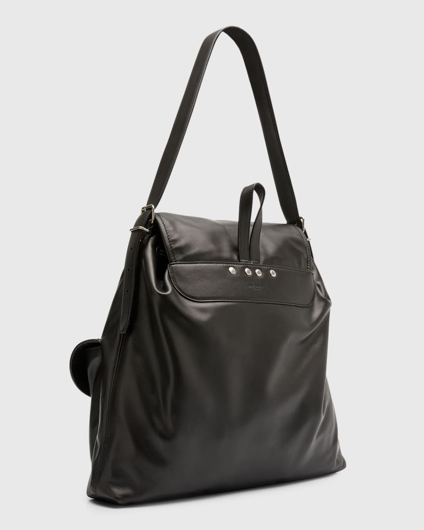 Saint Laurent Buckle Flap Leather Shoulder Bag Black