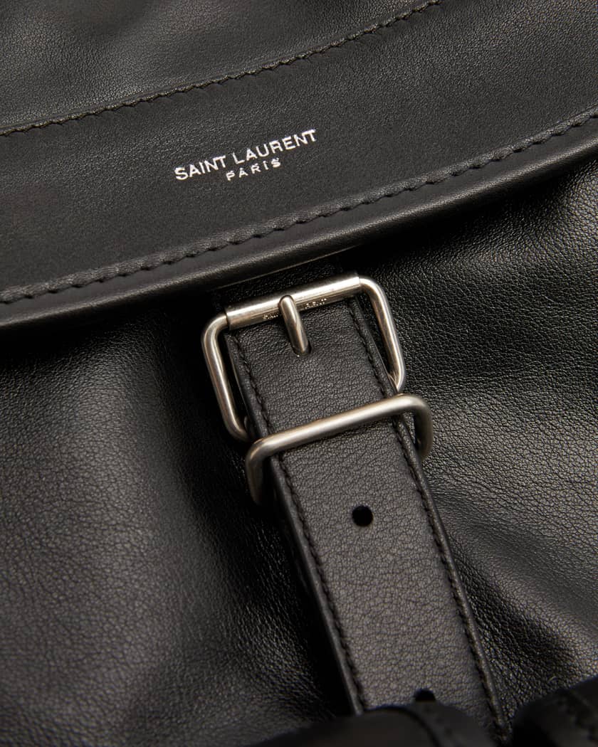 Saint Laurent Buckle Flap Leather Shoulder Bag Black